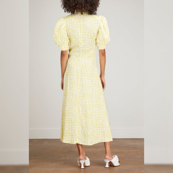 Rohe Clara Button Front Midi Dress - Yellow Flower Paper Print - NWT! - Picture 5 of 11